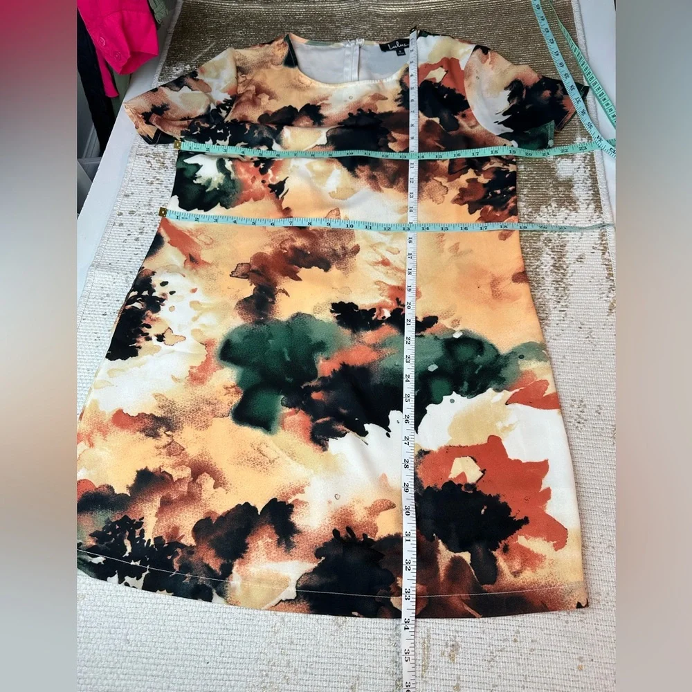 LULU’S Camaraderie Orange Print Shift Dress | Size Small - Picture 11 of 12